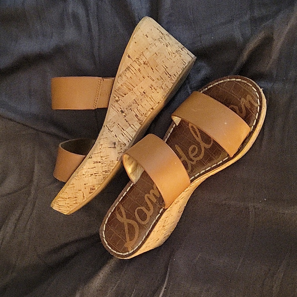 Sam Edelman Tan Cork Wedge Sandals
